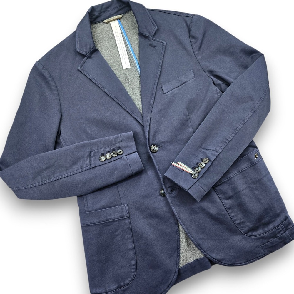Masons Mens Blazer Sport Coat 48 US 38 Navy Blue Cotton Slim Fit Patch Pockets